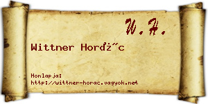 Wittner Horác névjegykártya